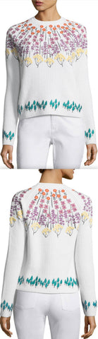 Floral Embroidered Rib Knit Sweater