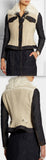 White Denim-Paneled Shearling Jacket
