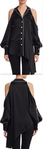 Satin Cold-Shoulder Blouse