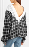 Paneled Checked Cotton Poplin Shirt