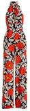 High-Neck Sleeveless Wide-Leg Floral-Print Silk Jumpsuit