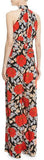 High-Neck Sleeveless Wide-Leg Floral-Print Silk Jumpsuit