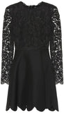Scalloped-Hem Lace-Top Dress