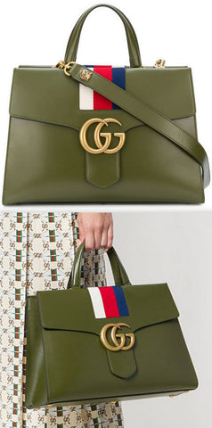 GG Marmont Sylvie Web Tote, Green