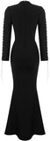 Black Low-Cut Lace-up Gown