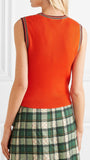Appliquéd Checked Wool Vest