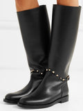 Studded Leather Knee Boots