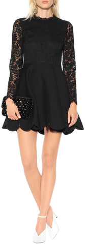Scalloped-Hem Lace-Top Dress