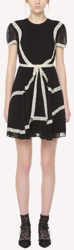 Lace Ribbons Embroidered Georgette Dress