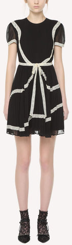 Lace Ribbons Embroidered Georgette Dress