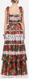 Long Portofino-Print Chiffon Gown