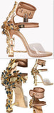'Virginia' Embellished Sandals in Beige - DESIGNER INSPIRED FASHIONS