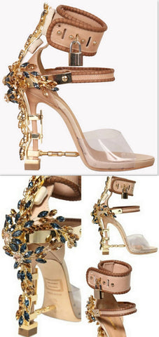 'Virginia' Embellished Sandals in Beige - DESIGNER INSPIRED FASHIONS