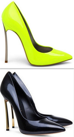 Leather Blade Pumps in Neon Yellow or Black - DESIGNER INSPIRED FASHIONS