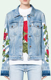 Stripe and Rose Print Denim Jacket