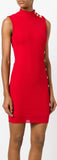 Knit Ribbed Sleeveless Dress, Red