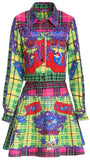 Multi Colored Plaid Jacket and Mini Skirt Set