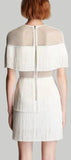Crepe Fringe Mini Dress, White