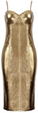Liquid Gold Faux-Leather Bustier Dress