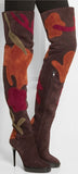 'Allison' Patchwork Over-the-Knee Suede Boot, Oxblood - DESIGNER INSPIRED FASHIONS