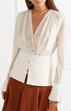 Paneled Silk-Chiffon and Cady Blouse