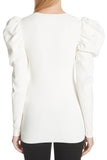Puff Sleeve Asymmetrical Neck Top | DESIGNER INSPIRED FASHIONS