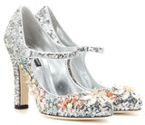 Silver Embellished Mary Jane Court Shoes - DESIGNER INSPIRED FASHIONS