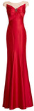 Long Rhinestone-Detail Red Gown