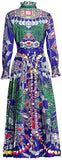 Printed Ruffle-Trim Midi Dress