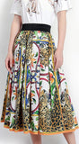 'Majolica' and Cheetah Print Midi Skirt