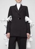 Ruffle-Sleeve Blazer Jacket