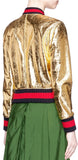 Crackle Leather Metallic Bomber Jacket-Gold - DESIGNER INSPIRED FASHIONS