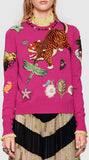 Embroidered Knit Sweater in Pink - DESIGNER INSPIRED FASHIONS