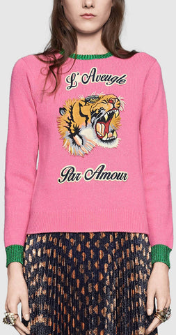 Embroidered Knit Sweater in Pink - DESIGNER INSPIRED FASHIONS