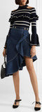Cold-Shoulder Striped Sweater and Asymmetric Ruffled Skirt *Low Stock*