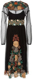 Black Floral-Embroidered Mesh Midi Dress - DESIGNER INSPIRED FASHIONS