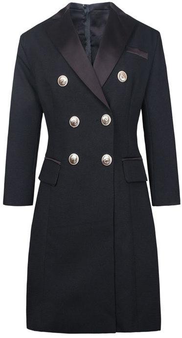 Long Black Double-Breasted Blazer - DESIGNER INSPIRED FASHIONS