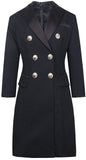 Long Black Double-Breasted Blazer - DESIGNER INSPIRED FASHIONS