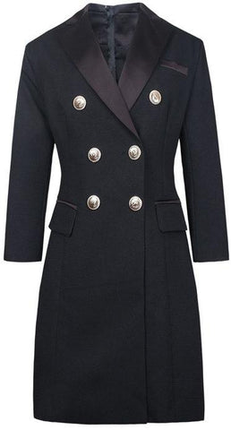 Long Black Double-Breasted Blazer - DESIGNER INSPIRED FASHIONS