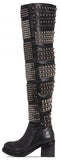 'Valdez' Studded Leather Boots in Black - DESIGNER INSPIRED FASHIONS