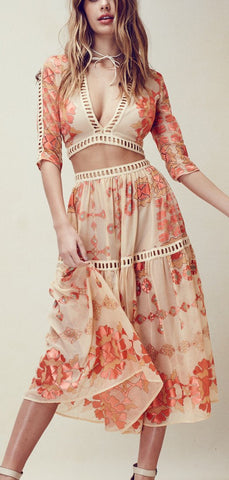 'Barcelona' Crop Top & Skirt Set - DESIGNER INSPIRED FASHIONS