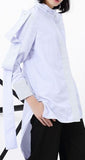 Layered-Sleeve Striped Asymmetric Shirt - DESIGNER INSPIRED FASHIONS