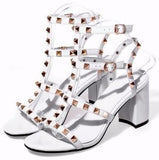 Rockstud Leather Sandals in Black or White - DESIGNER INSPIRED FASHIONS