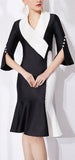 Crystal-Trimmed Two-Tone Cocktail Dress | DESIGNER INSPIRED FASHIONS