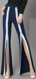 Color-Contrast Split Flared Pants - DESIGNER INSPIRED FASHIONS