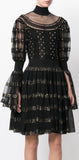 Black High Neck Embroidered Detail Dress