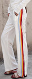 Rainbow Stripe Track Pants in White - DESIGNER INSPIRED FASHIONS