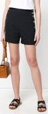 Button-Detailed High Rise Shorts, Black