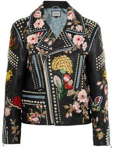 Embellished Genuine Leather Biker Jacket - DESIGNER INSPIRED FASHIONS