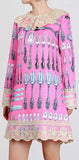 Utensil Print Lace-Trim Shift Dress